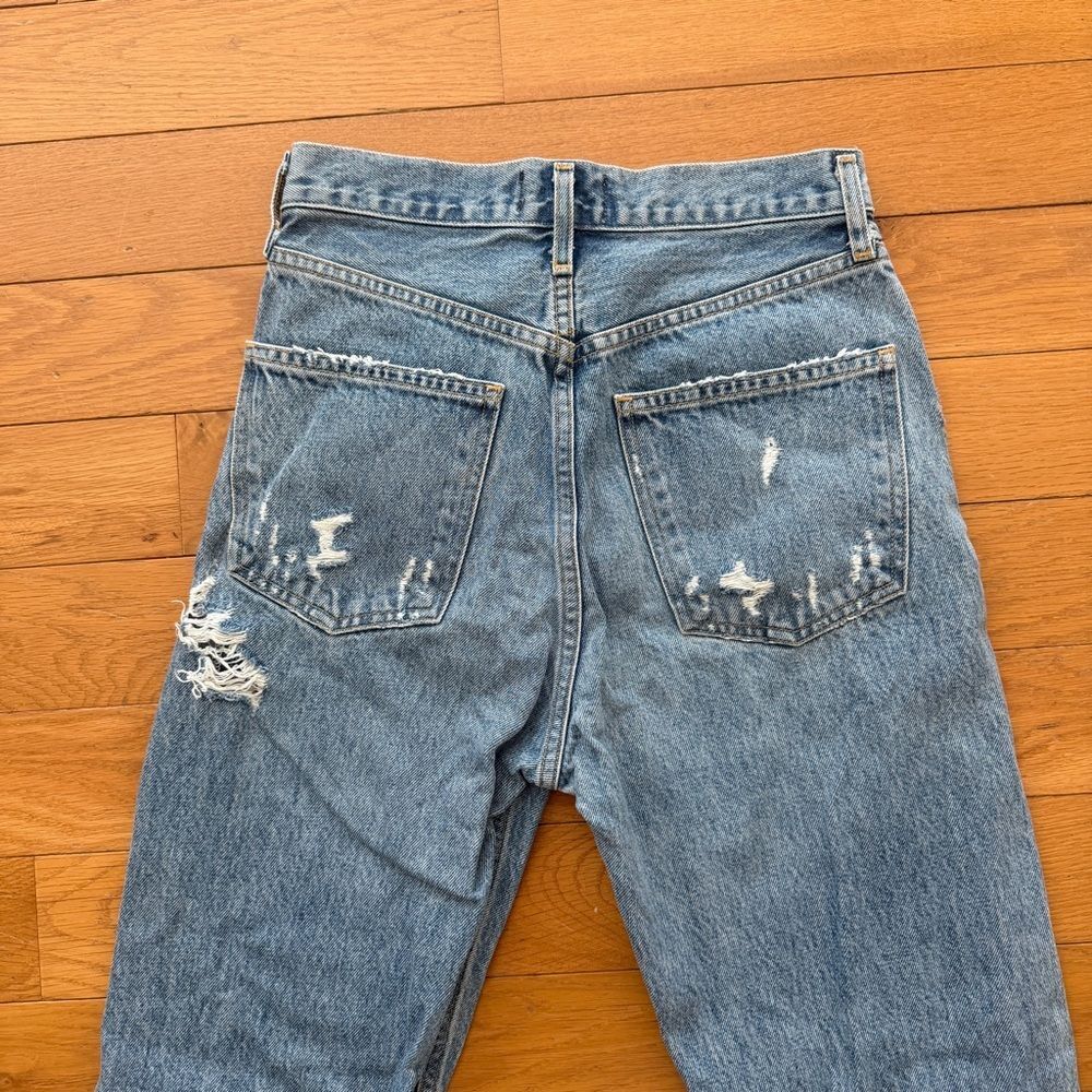 Agolde 90’s Mid Rise Loose Fit Distressed Denim Jeans Size 23 - Picture 10 of 16